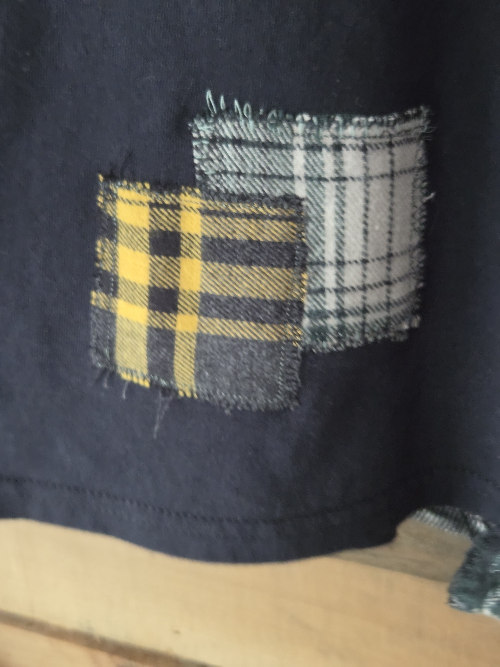 Upcycled Graphic T-shirt With Plaid Long Sleeves - Picture 8 of 8